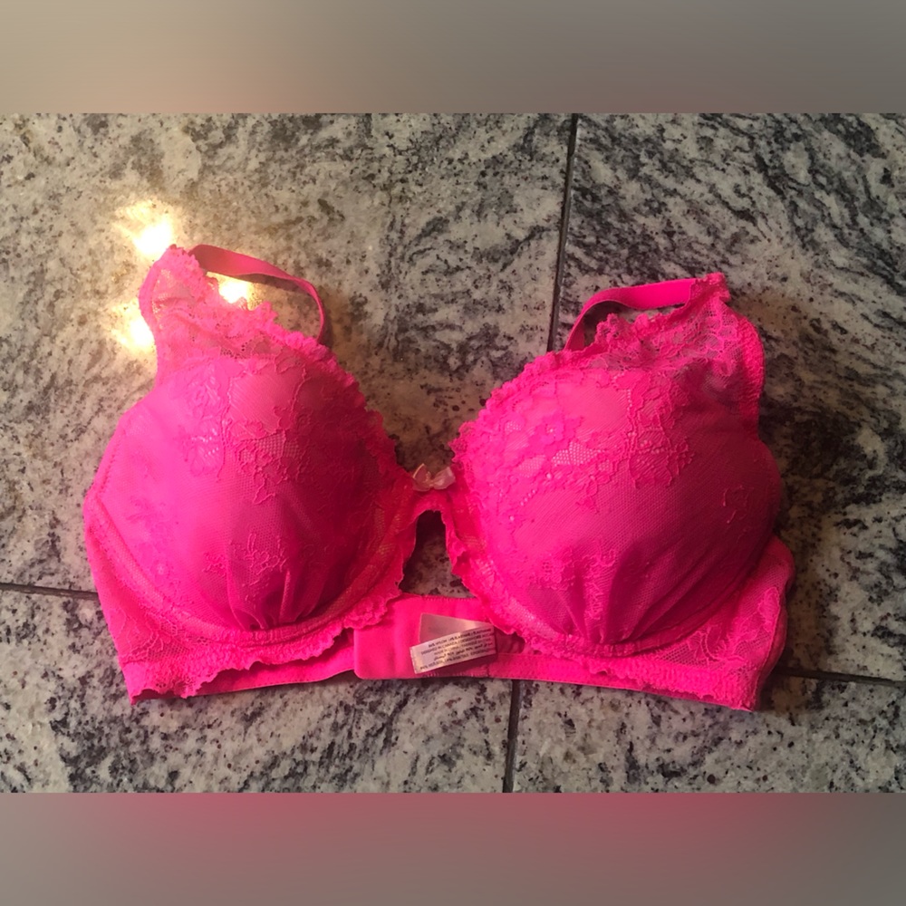 Hot Pink Lace Push-Up Bra - La vie en rose 38C